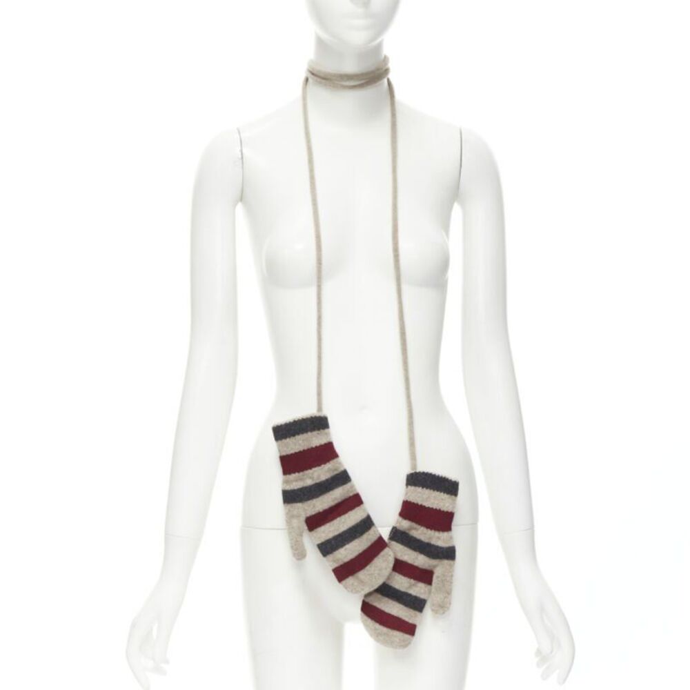 Burberry Wool Striped Mitten Gloves